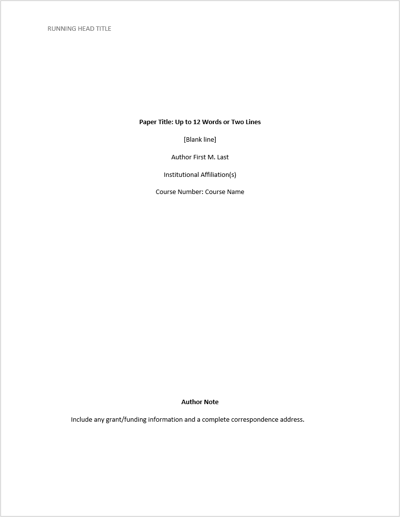 APA format title page