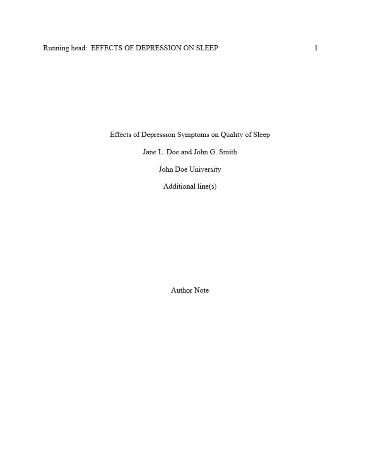 APA format title page