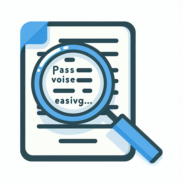 magnifying glass over a sentence highlighting passive voice