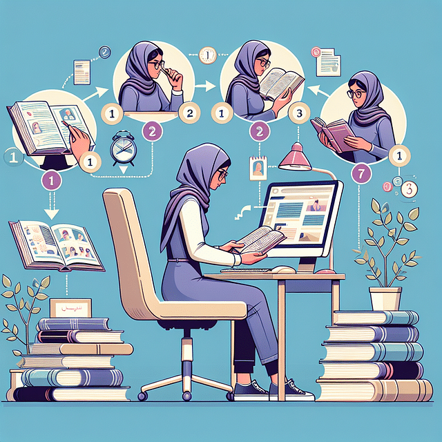 student researching with books and computer