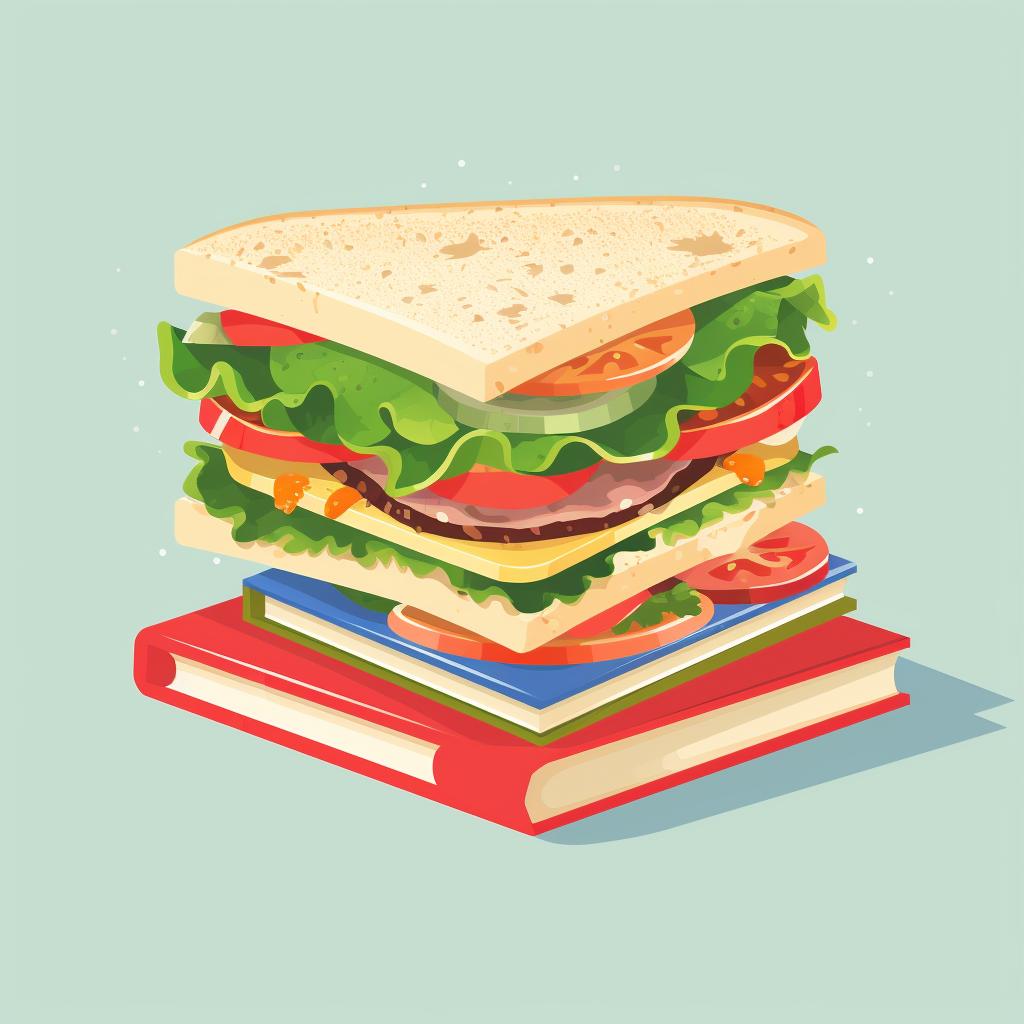 A sandwich with labeled layers representing an essay structure