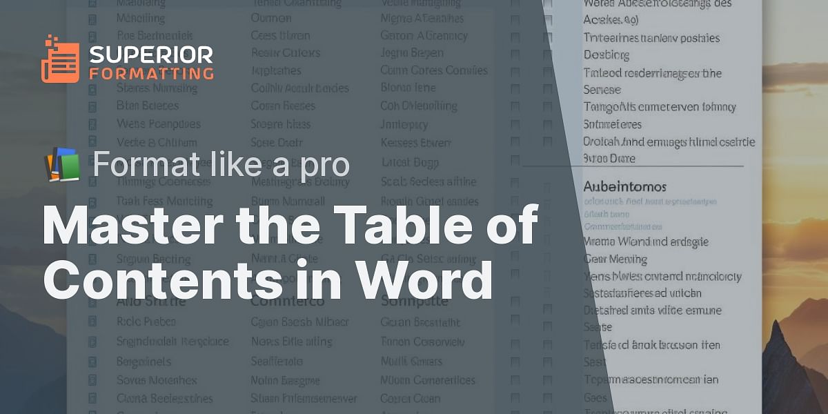 What are some effective tips for formatting the Table of Contents in Word?